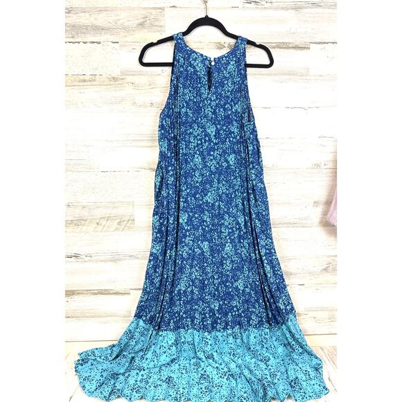 J.Jill Women’s L Blue Floral Sleeveless Maxi Dress Weaver Collection Pull Over - Picture 2 of 6